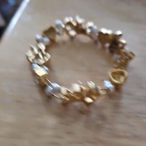 Source Unknown Gold and White Charm Bracelet